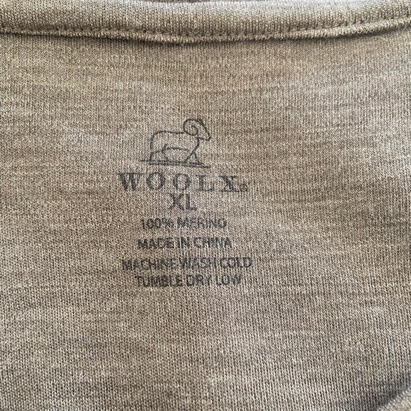 Woolx Layla Long Sleeve V-Neck Shirt Baselayer Brown Gray Sz XL 100% Merino wool - Picture 3 of 4